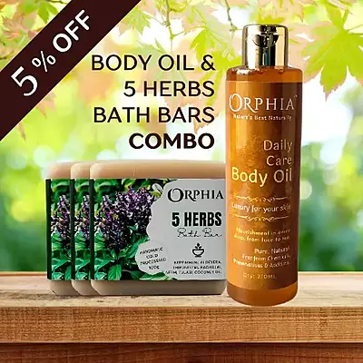 BODY OIL & 5 HERBS BATH BARS COMBO